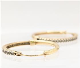 10K Yellow Gold 2.3g Cute Classic Diamond Dainty Hoop Formal Dress Earrings